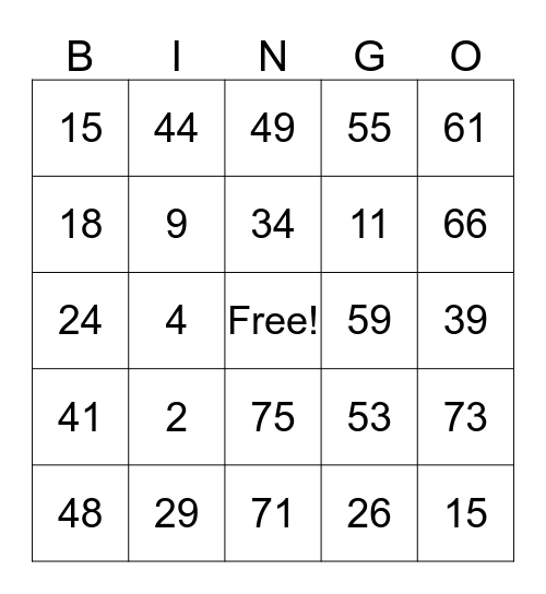 Thanksgiving Bingo  Bingo Card