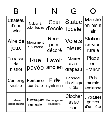 Bingo Google Maps Bingo Card