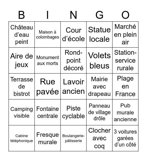 Bingo Google Maps Bingo Card