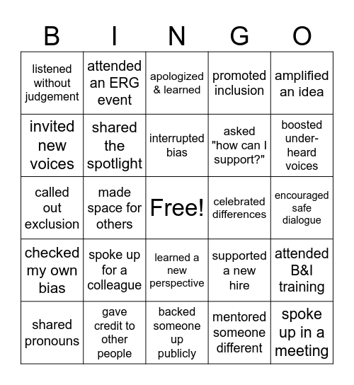 allyship bingo 1 Bingo Card