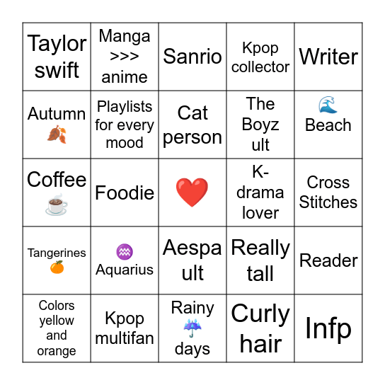 Jess Bingo Card