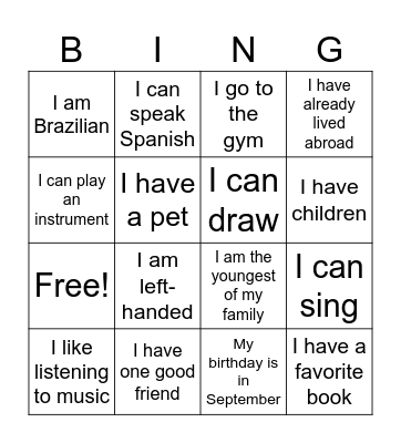 Ice breaker- Get to know each other Bingo Card