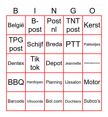 JOHNS PENSIOEN BINGO Card