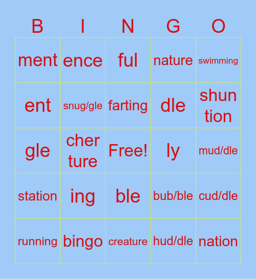 Auggie’s Bingo Bonanza! Bingo Card