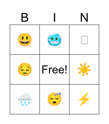 Weather Bingo Card