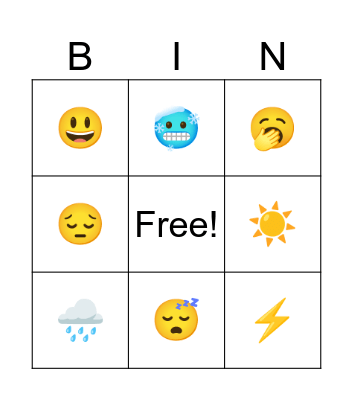 Weather Bingo Card