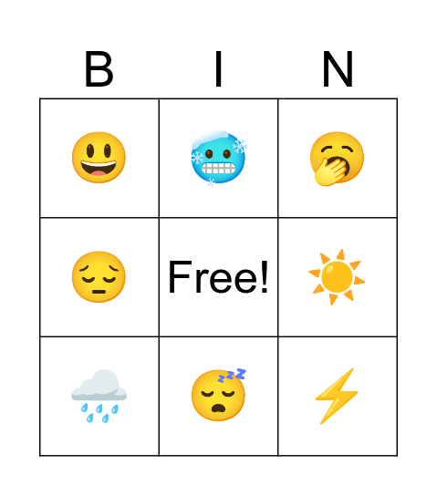 Weather Bingo Card