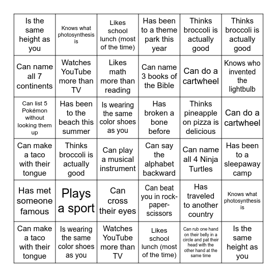 Write the name of someone who... Bingo Card