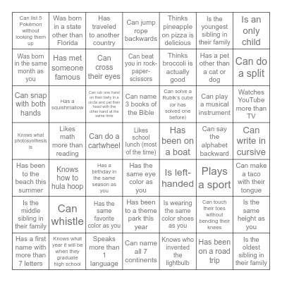 Write the name of someone who... Bingo Card