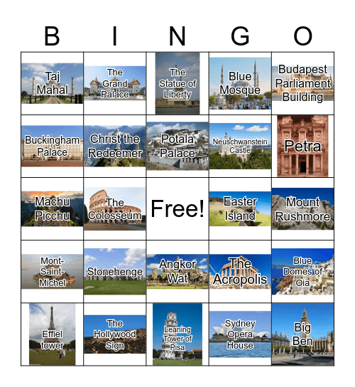 Around the world Bingo Card