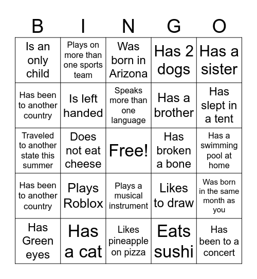 Find Someone Who... Bingo Card