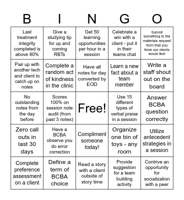 End of Summer Bingo Card