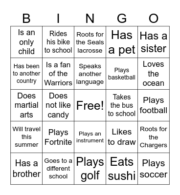Find Someone Who... Bingo Card