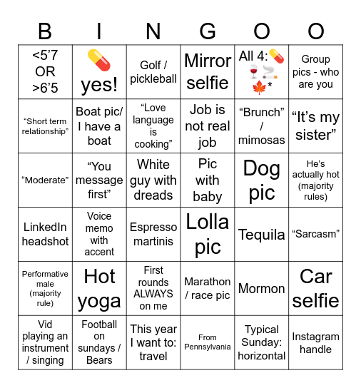 Hinge Bingo Card