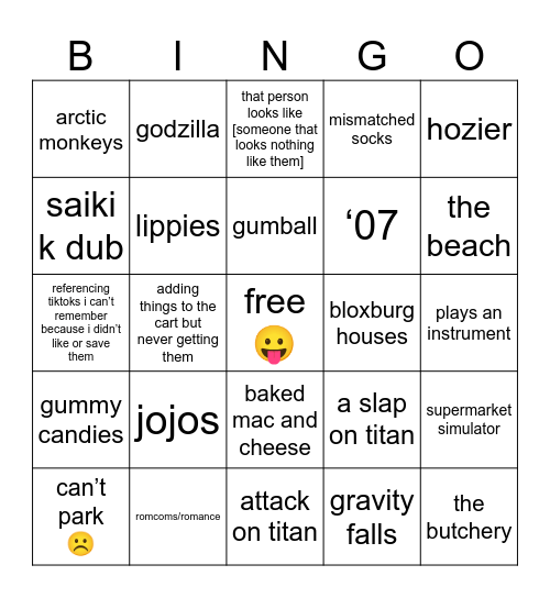alanna bingo🤗 Bingo Card