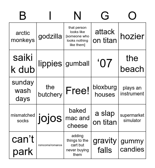 alanna bingogo Bingo Card