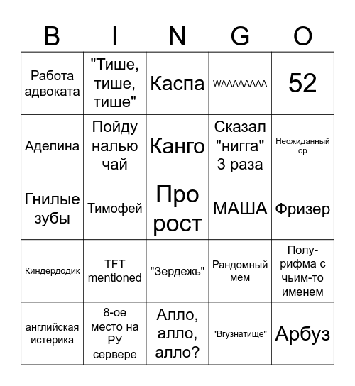 ГКД Даня Bingo Card