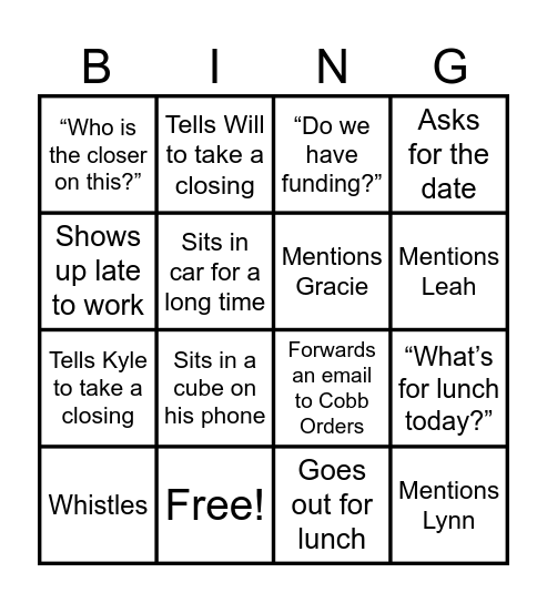 Peter Bingo Card