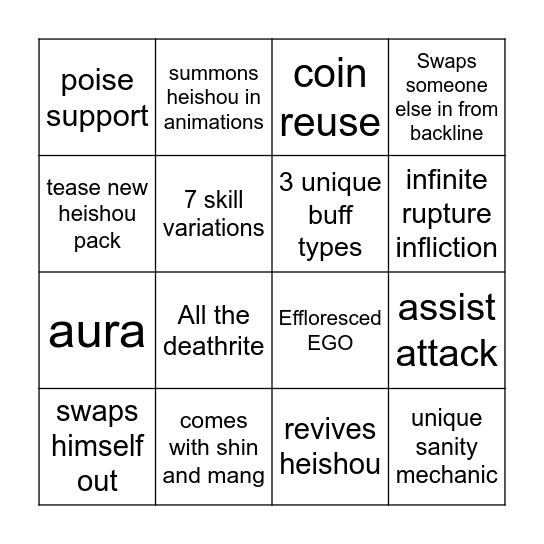 h o n g Bingo Card