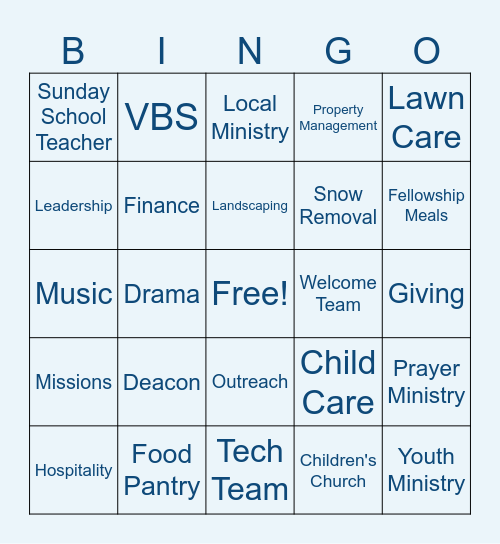 Chandler Volunteer Bingo Card