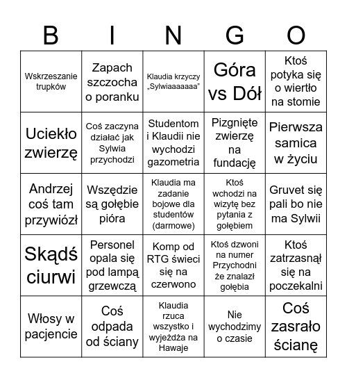 GruVet Bingo Card