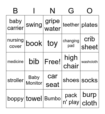 Baby Bingo Card