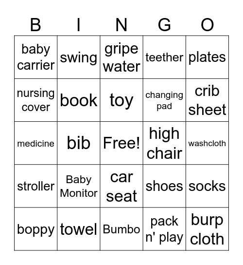 Baby Bingo Card