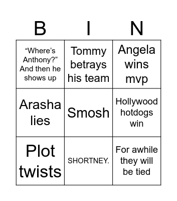 Smosh summer games Bingo Card