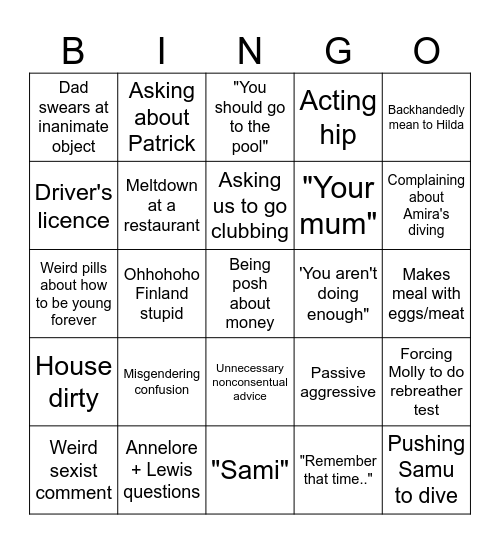 South of France shenanigans Bingo Card