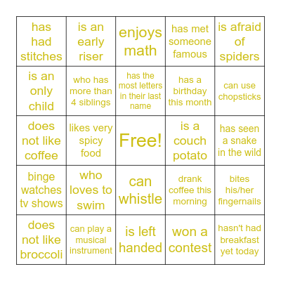 Find Someone Who... Bingo Card