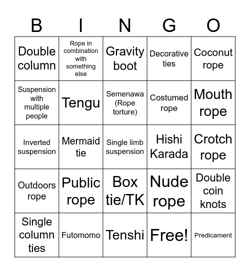 Shibari bingo Card