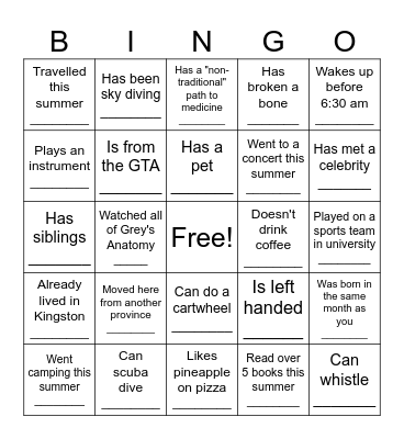 Find a QMed 2029 who... Bingo Card