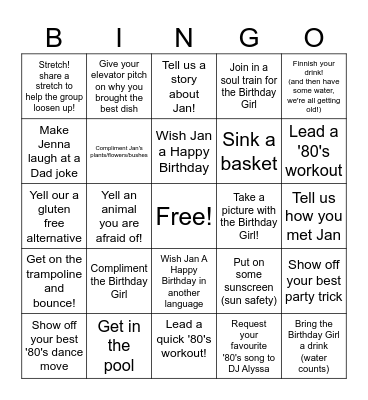 Still Sweating to the Oldies at 65 Bingo Card