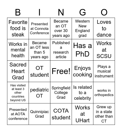 OT Bingo Card