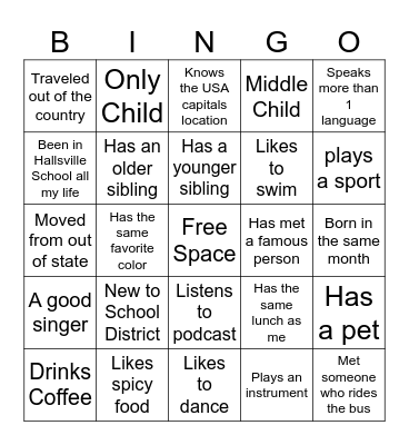 High School Survival Bingo Card