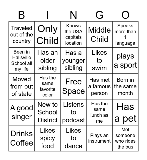 High School Survival Bingo Card