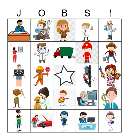 Career Picture Bingo Card