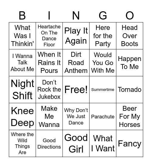 (A) Country MB Round 1 Bingo Card