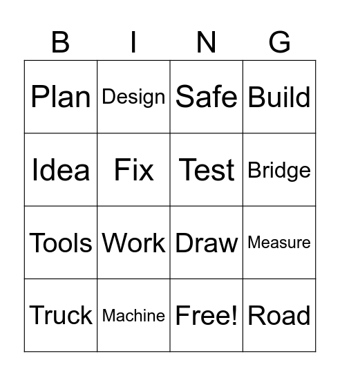 Engineer Bingo Card