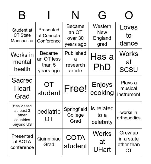 OT Bingo Card