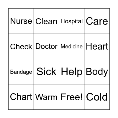Healthcare Worker Bingo Card