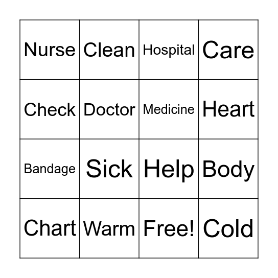Healthcare Worker Bingo Card