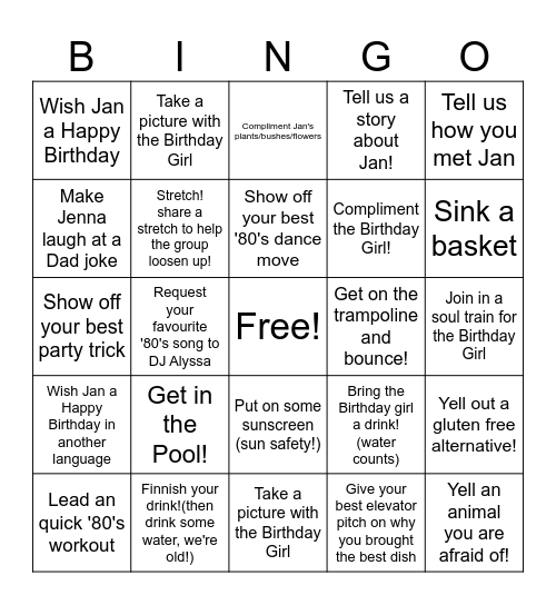 Still Sweating to the Oldies at 65 Bingo Card