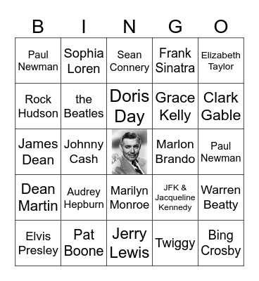 50's-60's Celebrity Bingo Card