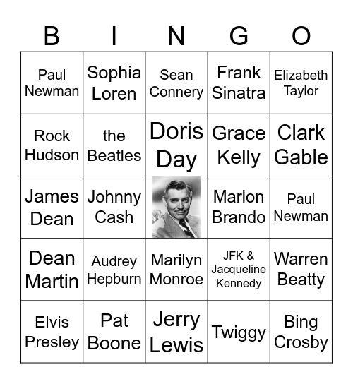 50's-60's Celebrity Bingo Card