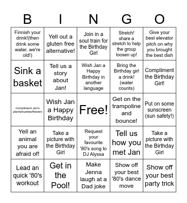 Still Sweating to the Oldies at 65 Bingo Card