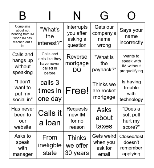 Homeowner Support Specialist Bingo Card