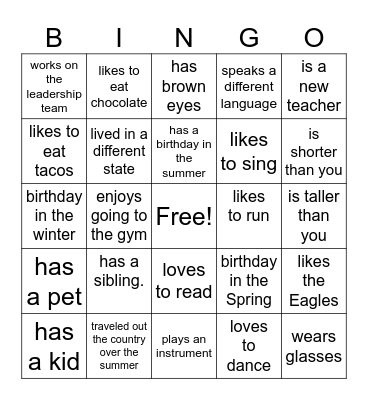Find Someone Who Bingo Card