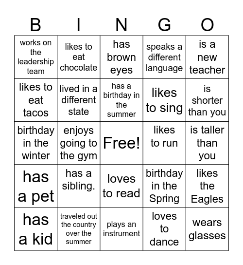 Find Someone Who Bingo Card