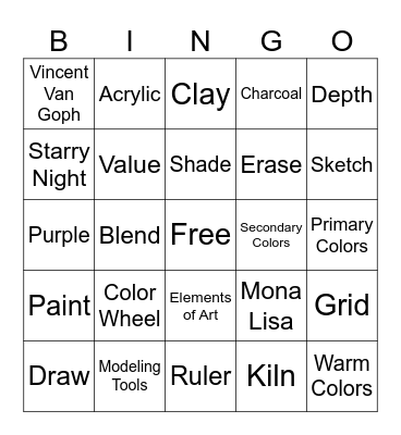 Art Bingo Card